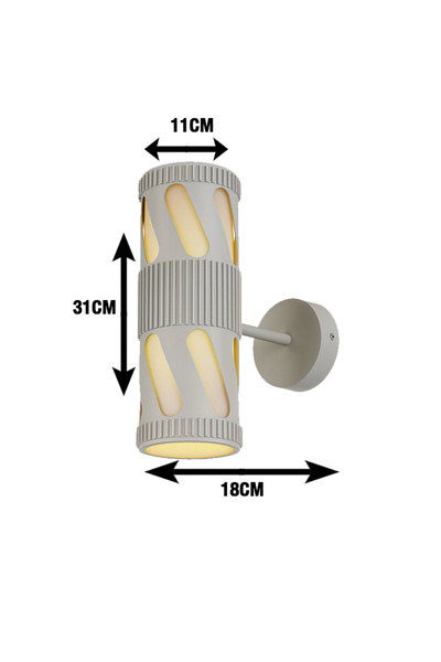 Nerfa Cylindrical Outdoor Wall Lamp Without Bulbs - E27 Base - Bulb Replaceable - 31 x 18 x 11 cm