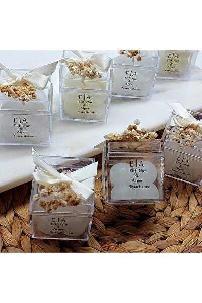 ByDeryaEvent Bubble Mum Çiçek Süslemeli Kutulu Nikah Düğün Nişan Hediyesi 10 Adet