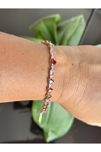 Butik سوار نسائي من حجر القلب الملون أركوبالينو، لون وردي، تصميم أنيق