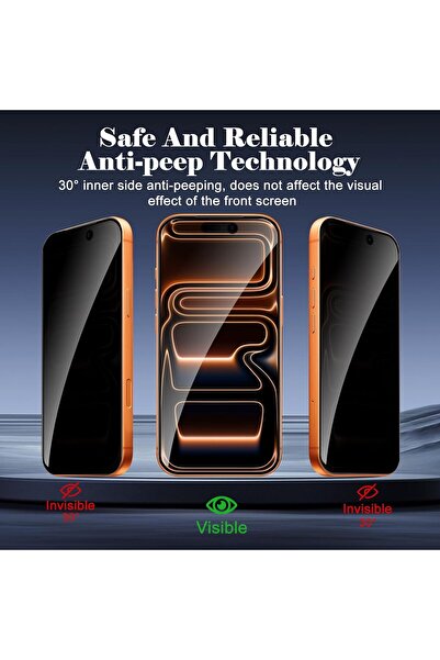 m.tk moveteck iPhone 17 Air Uyumlu Hayalet Ekran Koruyucu Kırılmaz Cam Tam Kaplar Temperli Privacy Glass