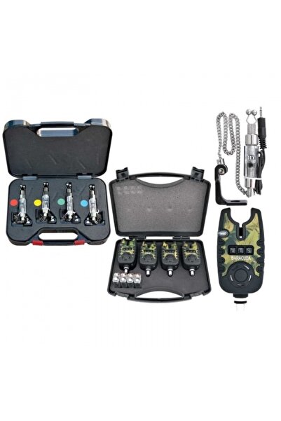 Baracuda Rodpod Fishing Set | Stable 4-Rod Aluminum Pod + 4 Digital Alarms TLI21 + 4 Illuminated Swingers