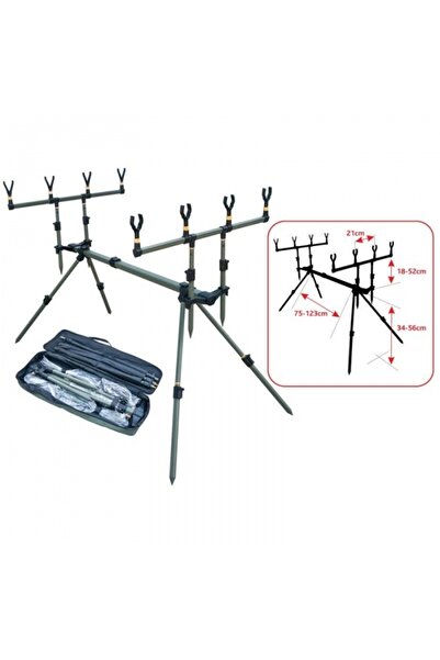 Baracuda Rodpod Fishing Set | Stable 4-Rod Aluminum Pod + 4 Digital Alarms TLI21 + 4 Illuminated Swingers