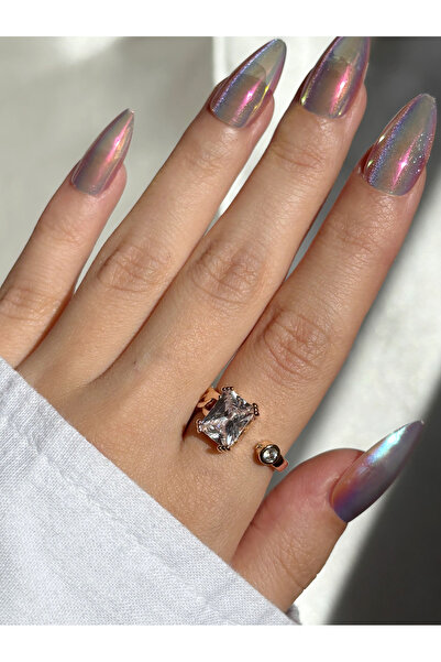 Eylülün Takısı Women's Gold Color Design Single Stone Ring