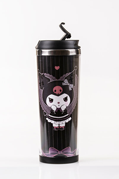 MUKKO HOME Kuromi Dekorlu Çelik Mug Termos - 360 ml | Sızdırmaz Kapaklı, Çeli...