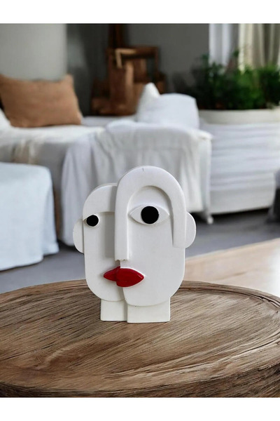 Porselian Abstract Face Decorative Vase 20X20 cm