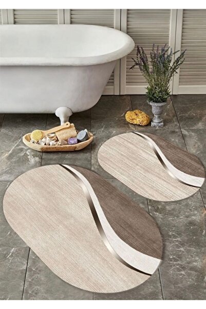 Home Su emici Kaymaz tabanlı 2li banyo paspas takımı sünger dolgulu yumuşak d...