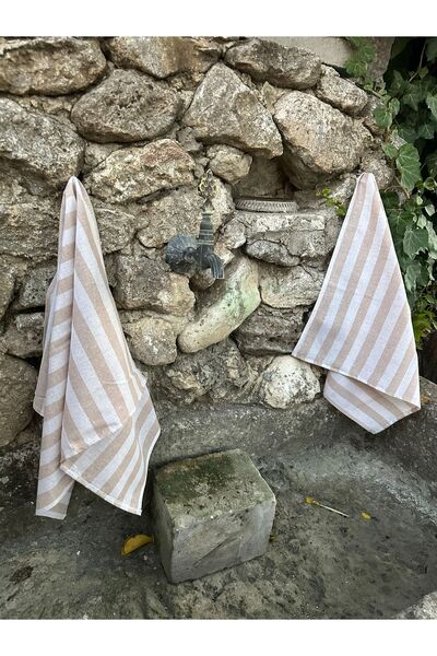 The Byzia حفاضات مطبخ مخططة من القطن والكتان (2 قطعة)