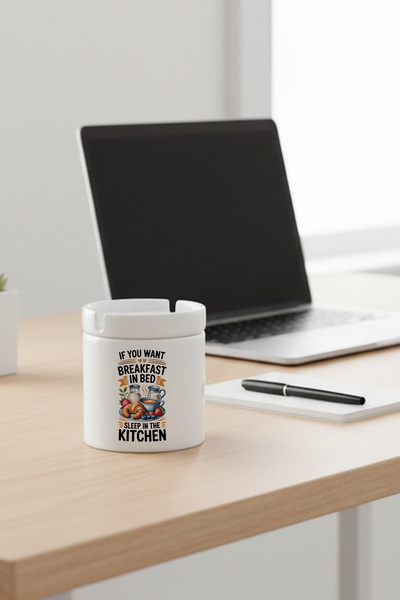 giftkonsept If You Want Breakfast Printed Ceramic Lidless Ashtray Without Odor