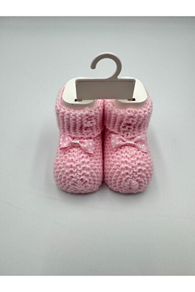 Şatilli Handmade Knitted Baby Booties Newborn Booties 0-6 Months Baby Booties Pink-Beige 2-Pack