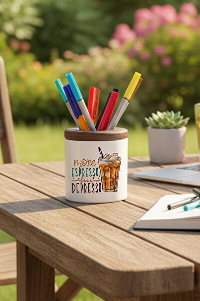 giftkonsept Повече еспресо, по-малко депресия - керамичен държач за химикалки...