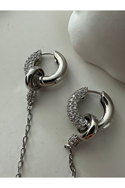 Butik Zincirli Halka Küpe (Silver)