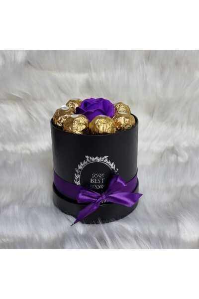 velve Cutie cadou pentru femei neagra, Sweet Flower,trandafir de sapun si 7 p...