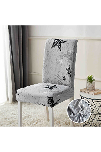 JOJO HOME Set of 6 Chair Covers, Grey with Leaves