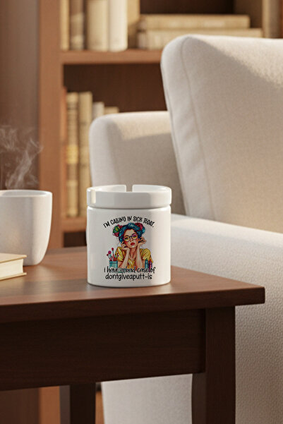 giftkonsept I'M Calling in Sick Today Printed Ceramic Lidless Ashtray Without Odor