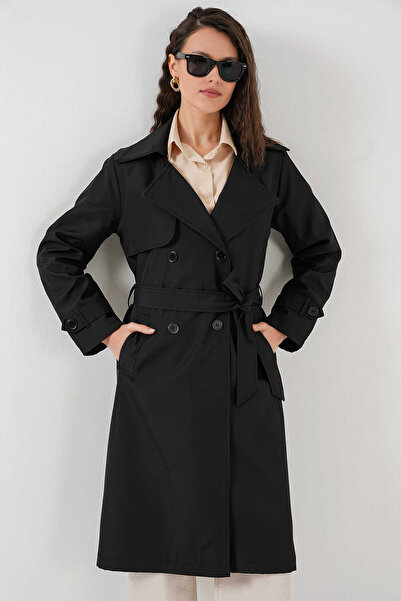 alita butik Double Breasted Collar Trench Coat
