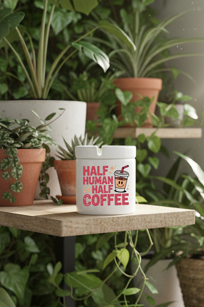 giftkonsept Τασάκι χωρίς άρωμα με κεραμικό κάλυμμα με στάμπα Half Human Half ...