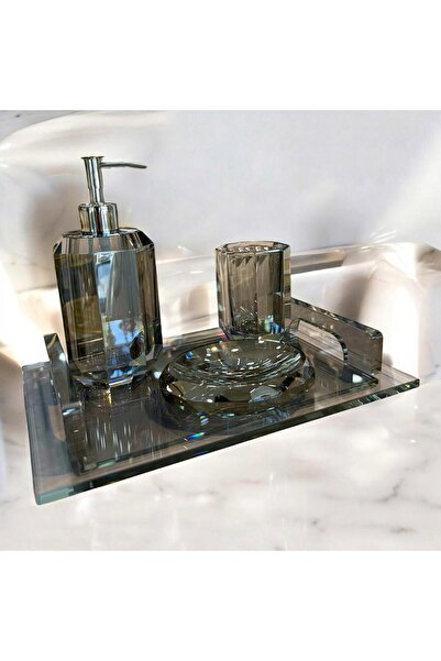 ZETT Kristal Model Tepsili Sabunluk Seti Banyo Set