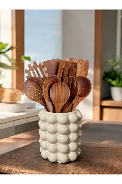 Porselian Διακοσμητικό βάζο Bubble Concrete Beige 15x10 cm |   Σχέδιο με παπάζια και φούσκα