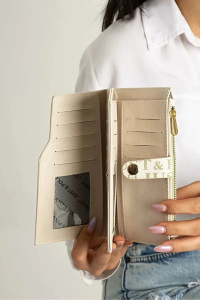 Just Polo Women's 20 Card Slots Zippered and Flap Wallet Shopper