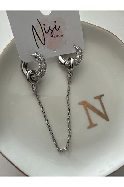 Butik Zincirli Halka Küpe (Silver)