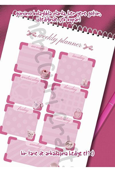 merccuri crafts A5 Spiral Aesthetic Weekly Planner 50 Sheets - Coquette - Planner, Journal, Notepad, Notebook