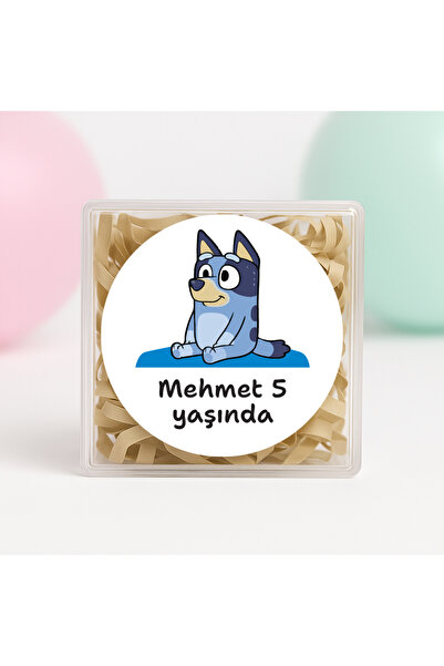 repro design Kişiye Özel Bluey Temalı Doğum Günü Temalı Baskılı Yapışkanlı Et...