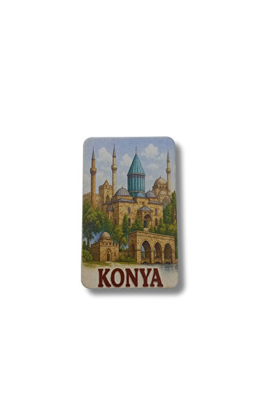 CraftbyBYC Konya Temalı Resimli Ahşap Buzdolabı Magneti-Hediyelik Konsept Magnet