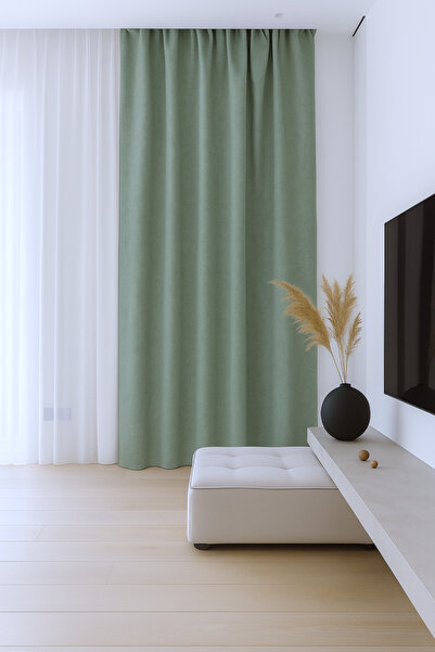 Ran Perde Açık Yeşil- Kadife Karartma Perde Blackout - Çift Kanat