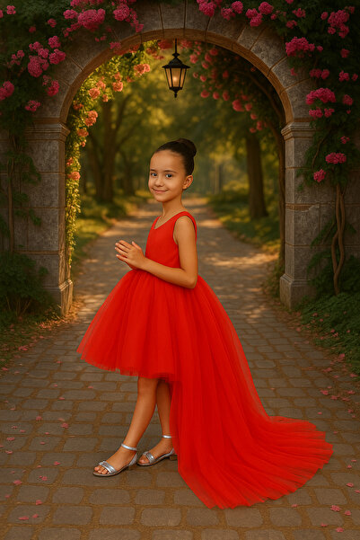 LILYMOON Kız Çocuk Prenses Abiye Tül Kuyruklu Elbise