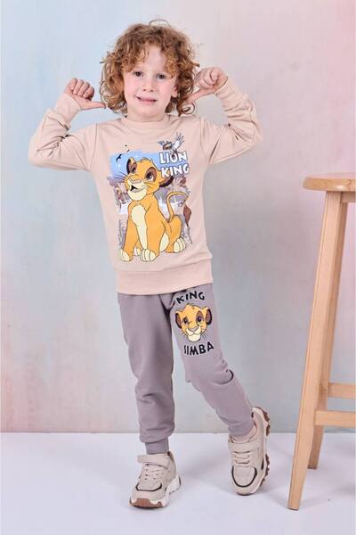 Serenad طقم رياضي للأولاد من PJK2İ بنمط الأسد الملك مكون من خيطين 100% قطن لل...