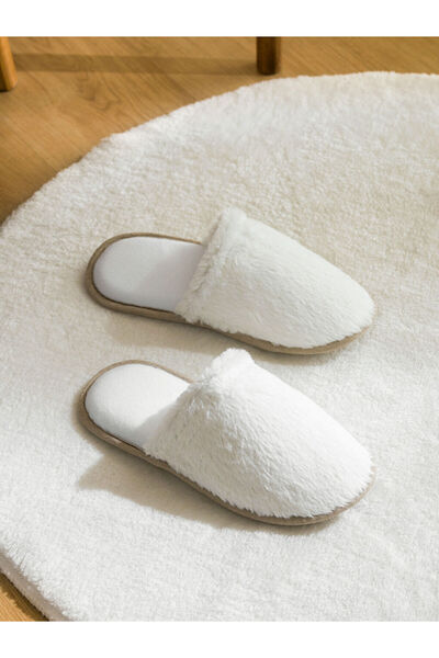 LC Waikiki Ecru Plush Women's House Slippers