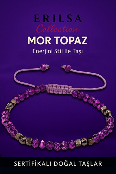 Erilsa سوار من حجر التوباز الأرجواني الطبيعي المعتمد من فاسيتيل تيراهيرتز، مو...