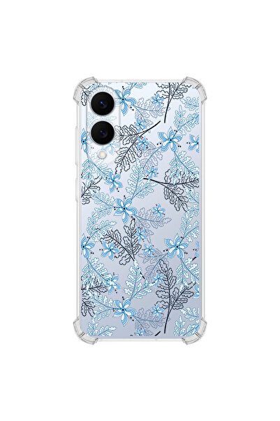 PrintiFy حافظة مضادة للصدمات بتصميم أزرق زهري متوافقة مع هاتف سامسونج جالاكسي...