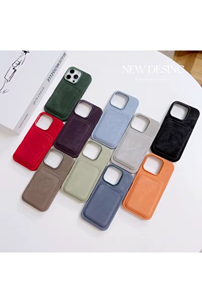 HYPERSOFT Iphone 15 Pro Max (6.7 inç) Uyumlu Premıum Süet Deri Magsafe Cüzdanlı Kartlıklı Özel Kutulu Kılıf