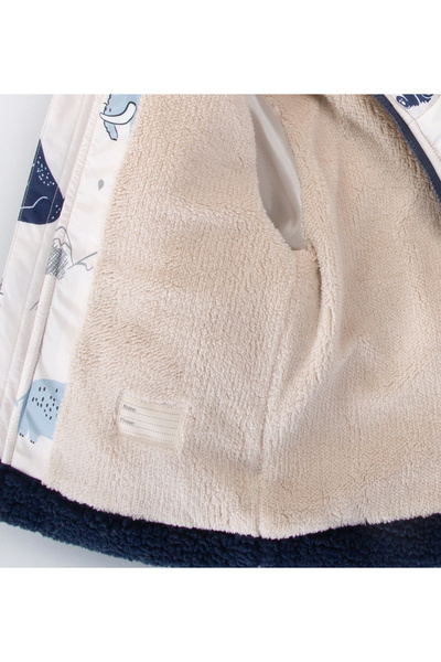 ZERA KIDS Cute Bear, Elephant Pattern, Hooded, Fur Lined Inside, with Pockets, Waterproof, Children's Winter Coat