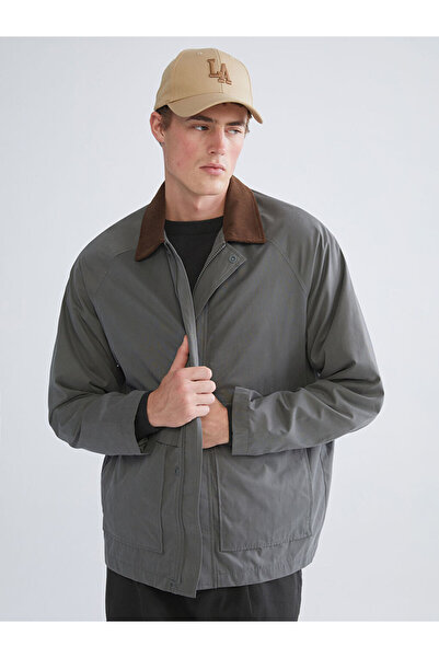 LC Waikiki XSIDEHaki Fitilli Kadife Yakalı Erkek Ince Mont