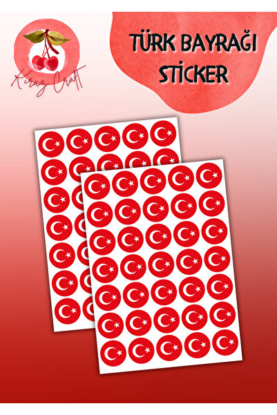 Kiraz Craft Türk Bayrağı Sticker Etiket 70 Adet - Okul Öğrenci 29 Ekim Ajanda...