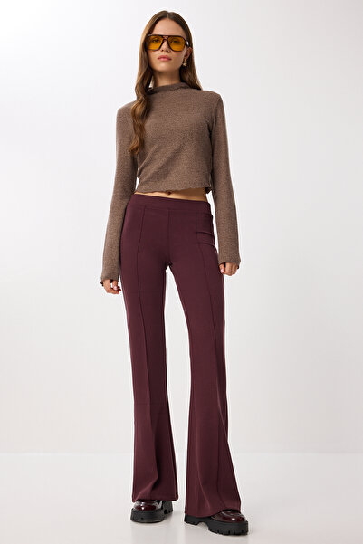 Lovelyİstanbul İspanyol Paça Esnek Modal Tayt LUB0243 BORDO