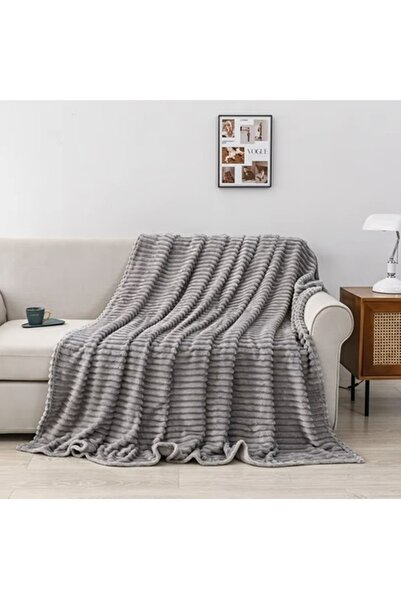 KESNUP Pătură pufoasă din microfibră, dimensiuni 1,6 x 2 m, gri