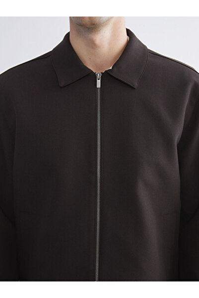 LC Waikiki Kahverengi Standart Kalıp Gömlek Yaka Erkek Ceket