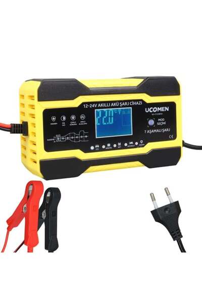 Powermaster Ucomen UC-C121001A Sarı 12/24 Volt 10 Amper Led Göstergeli Akü Şarj Cihazı