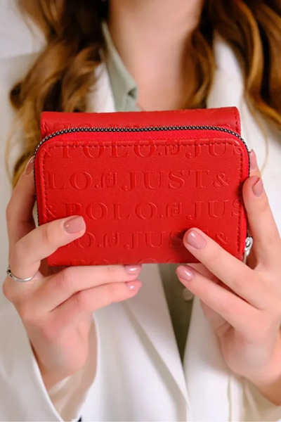 Just Polo Women's Stylish Wallet Shopper with 6 Card Slots, Zipper and Snap Closure