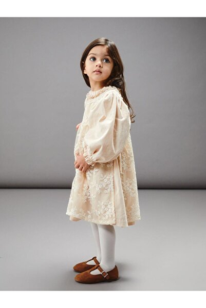 LC Waikiki Bisiklet Yaka Çiçekli Kız Bebek Elbise (W5)