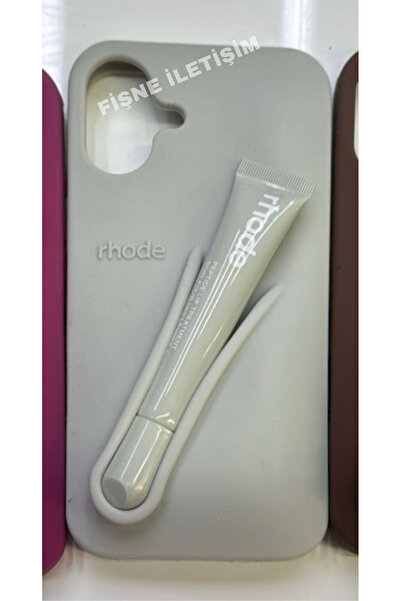 FİŞNEİLETİŞİM حافظة متوافقة مع آيفون 16 بلس مع أحمر شفاه (رمادي)