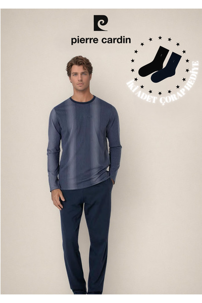 Pierre Cardin Чоловічий 100% бавовняний піжамний комплект з довгими рукавами та смугастим візерунком OL.PC.6105.001