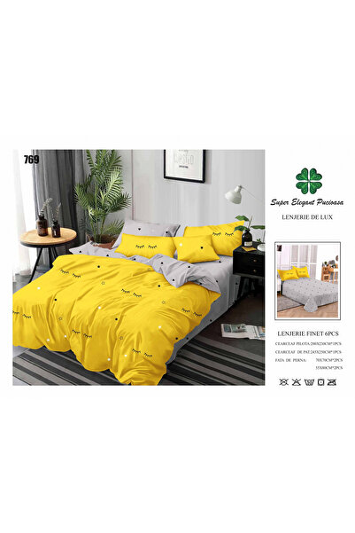 FIONNA.RO Finet Bed Linen 6 Pieces - Yellow With Eyelashes