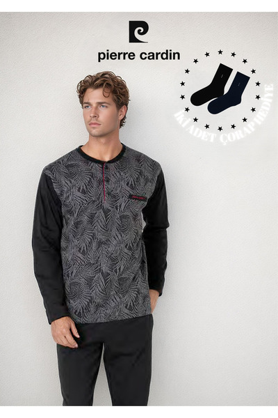 Pierre Cardin Men's 100% Cotton Jacquard Long Sleeve Pajama Set Ol.Pc.6111.001