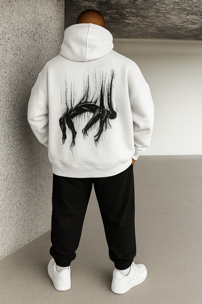CLASSY.MODA Men's Three Thread Hooded Sweatshirt and Sweatpants Set with Back Print Casual Daily Combination