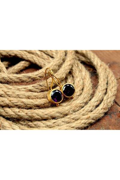 alpsilverart 925 Ayar Gümüş Doğal Ametist Taşlı Küpe | El Yapımı Zarif Kadın Takı