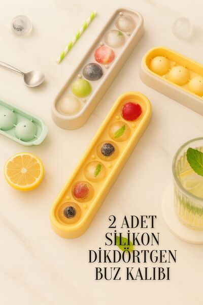 Tanemce 2 Adet Silikon Dikdörtgen Yapışmaz 6’lı Buzluk Bas Çıkar Buzluk Kabı ...